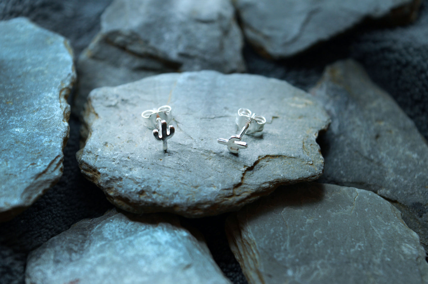 sterling silver cactus stud earrings. 