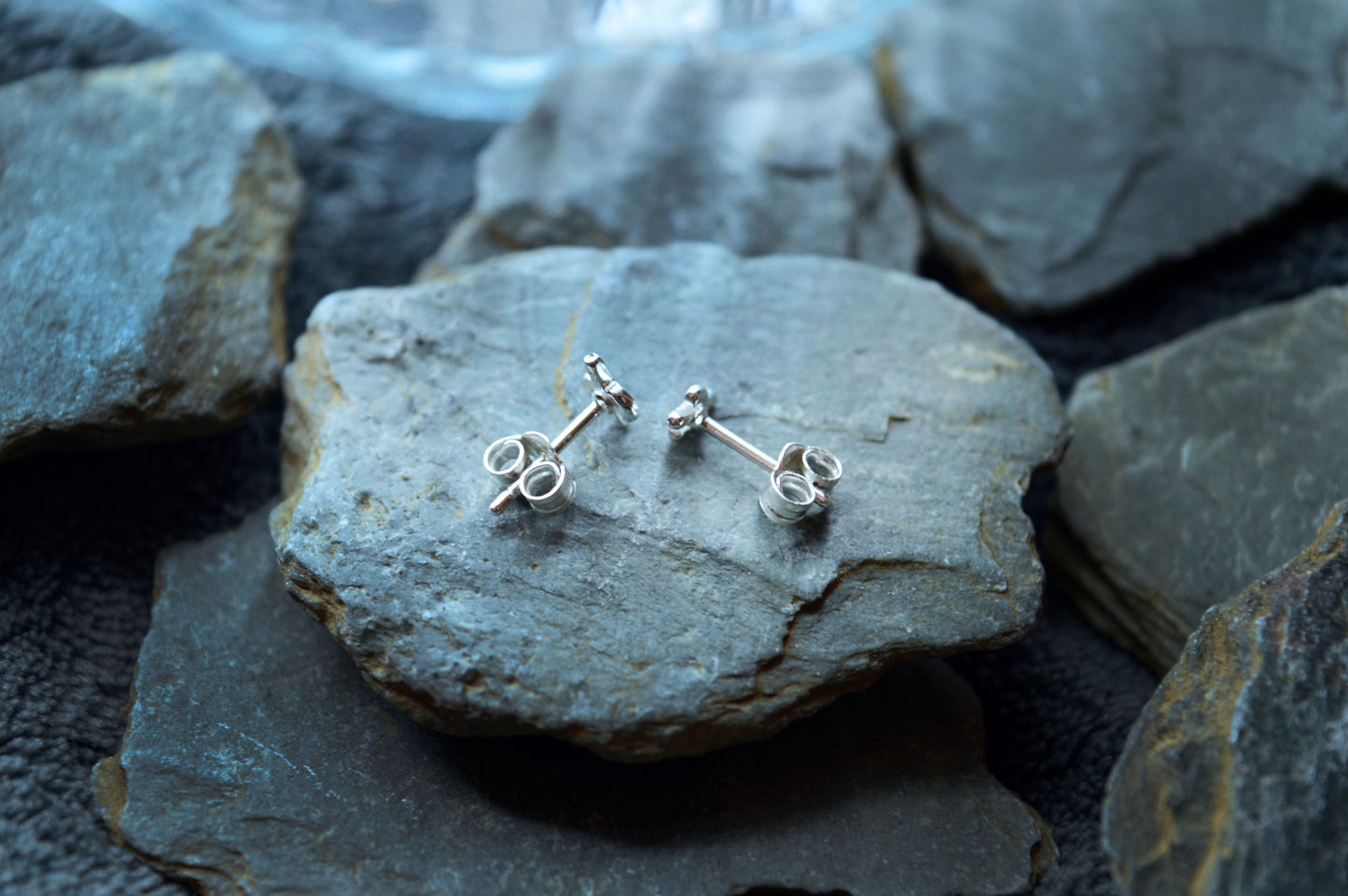 sterling silver stud earrings. Butterfly backed cactus earrings.