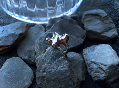 Handmade sterling silver splatter ring.