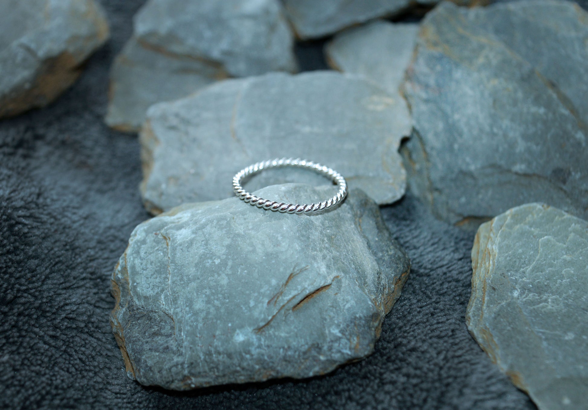 Twisted band silver ring. Sizes j-S available. Dainty womans ring.